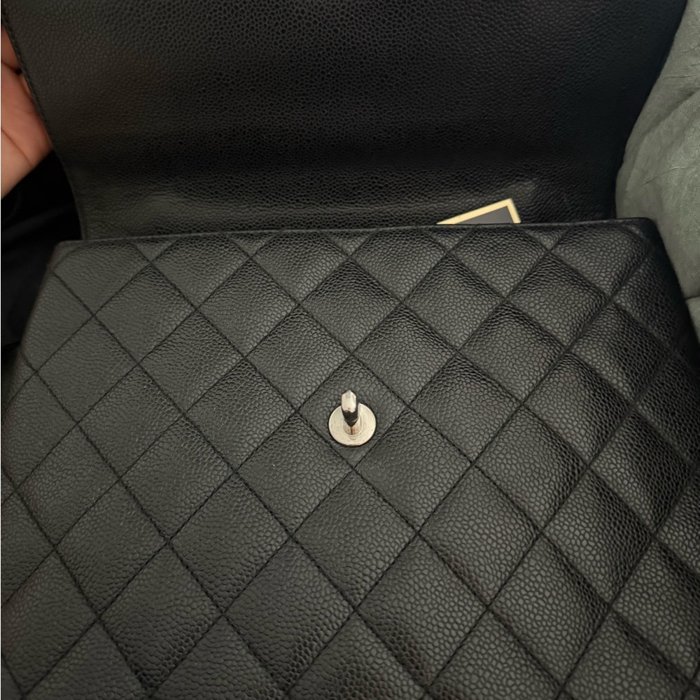 Chanel Black Silver CC Caviar Kelly Top Handle Bag - Picture 8 of 15